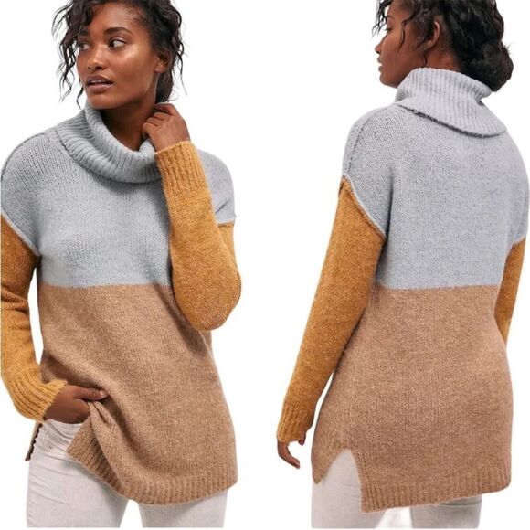 Anthropologie Sunday in Brooklyn Ashley Colorblocked Sweater Neutral Motif S NWT - Picture 1 of 13